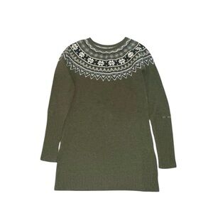 SKHOOO Scandinavian Olive Green Fair Isle Nordic Wool Blend Sweater Dress XS‎